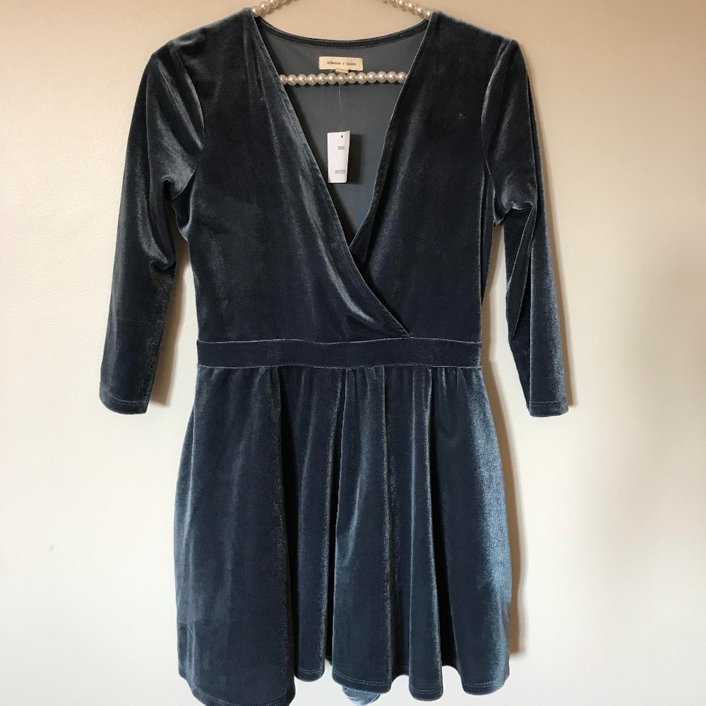 Light Blue Velvet Romper Urban Outfitters